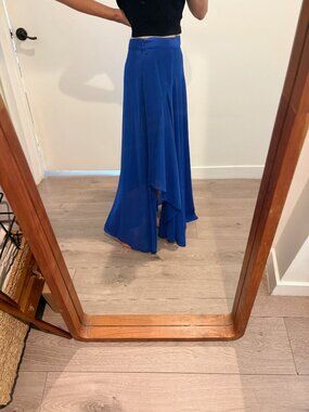 Blue Flowy Chiffon Maxi Skirt by Anthropologie, size 2P